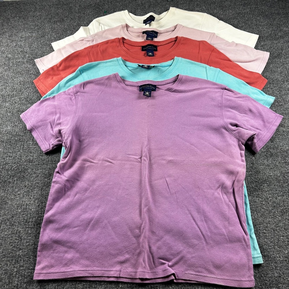 Lot of 5 Charter Club Classics T Shirts Womens L Large 100% Cotton Crew Neck